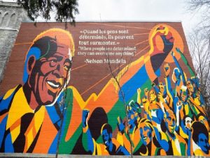 Develan un colorido mural en honor a Nelson Mandela en Montreal